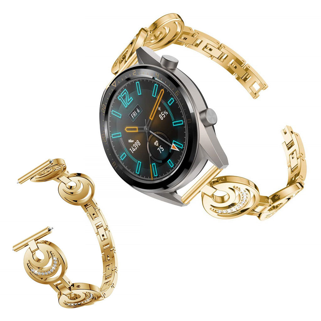 Vildt flot Huawei Watch GT 2 46mm Metal og Rhinsten Rem - Guld#serie_4