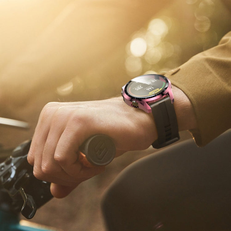 Super Pænt Huawei Watch GT 2 46mm Cover med Skærmbeskytter i Plastik og Hærdet Glas - Pink#serie_1
