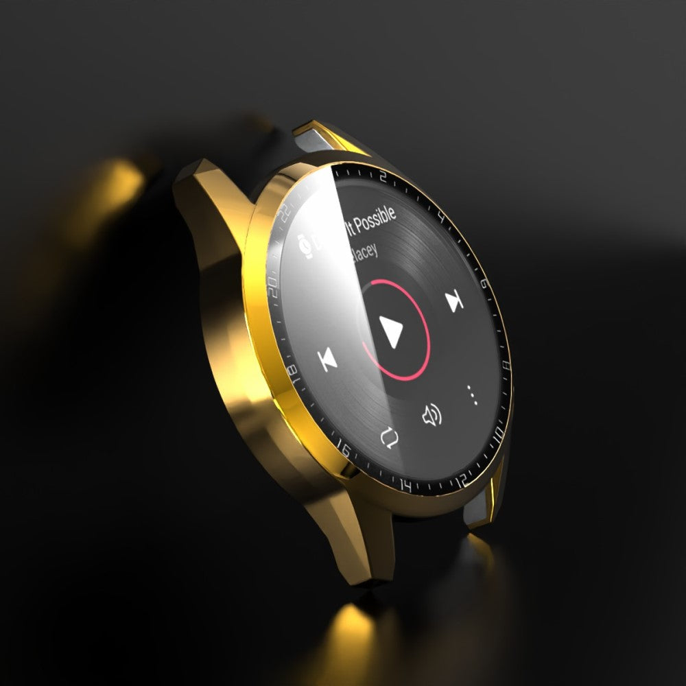 Super Pænt Huawei Watch GT 2 46mm Cover med Skærmbeskytter i Plastik og Hærdet Glas - Guld#serie_4