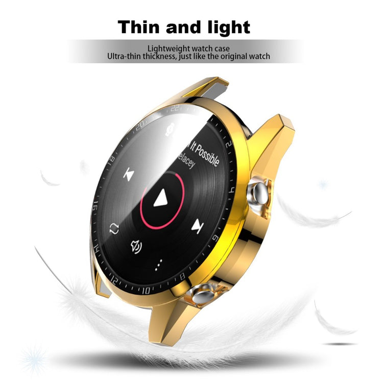 Super Pænt Huawei Watch GT 2 46mm Cover med Skærmbeskytter i Plastik og Hærdet Glas - Guld#serie_4