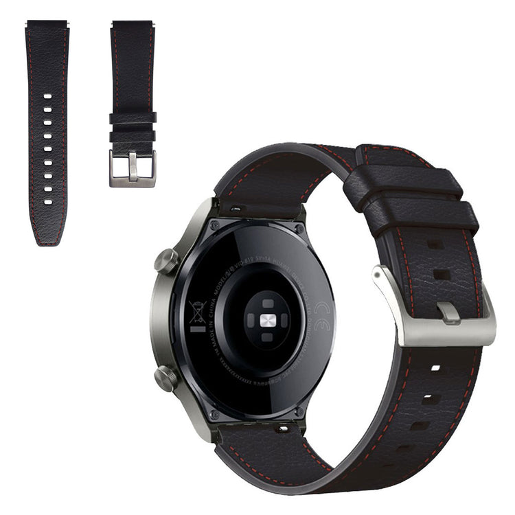 Huawei Watch GT 2 Pro / GT 2 46mm leather watch band - Black / Red#serie_2