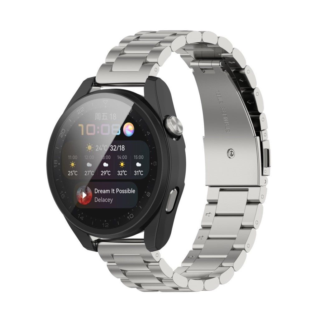 Super Godt Huawei Watch 3 Pro Cover med Skærmbeskytter i Silikone og Hærdet Glas - Sort#serie_1