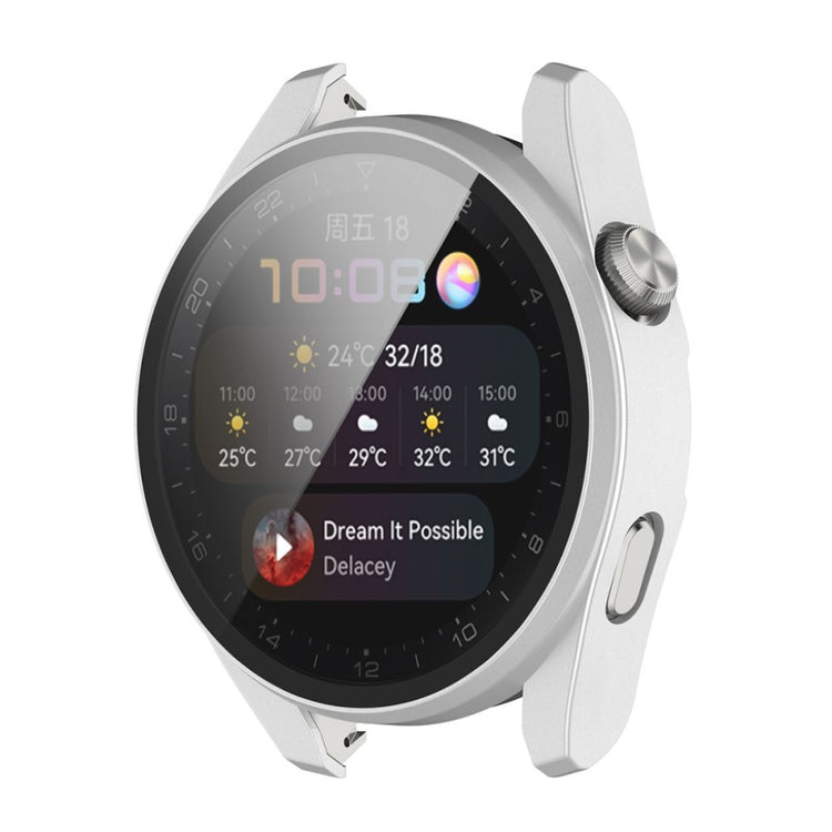 Super Godt Huawei Watch 3 Pro Cover med Skærmbeskytter i Silikone og Hærdet Glas - Sølv#serie_2