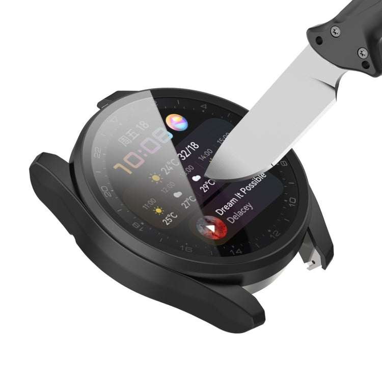 Super Godt Huawei Watch 3 Pro Cover med Skærmbeskytter i Silikone og Hærdet Glas - Sølv#serie_2