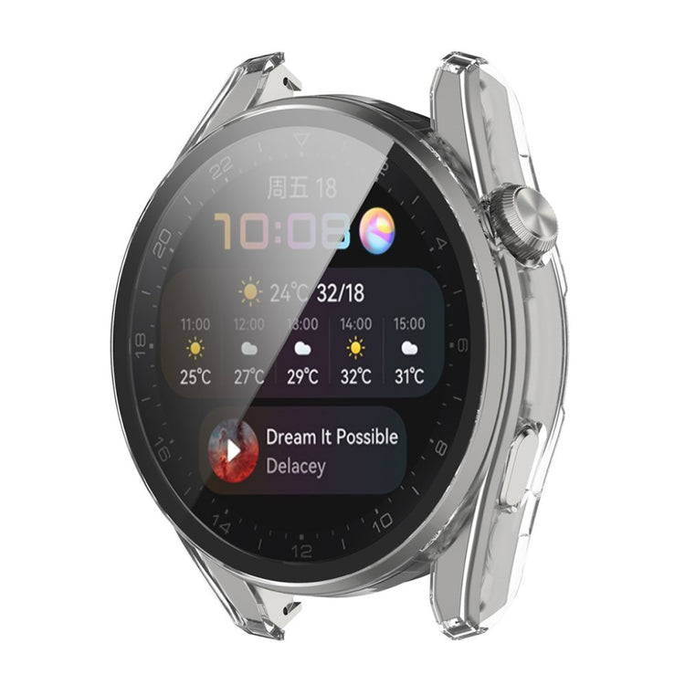Super Godt Huawei Watch 3 Pro Cover med Skærmbeskytter i Silikone og Hærdet Glas - Gennemsigtig#serie_3
