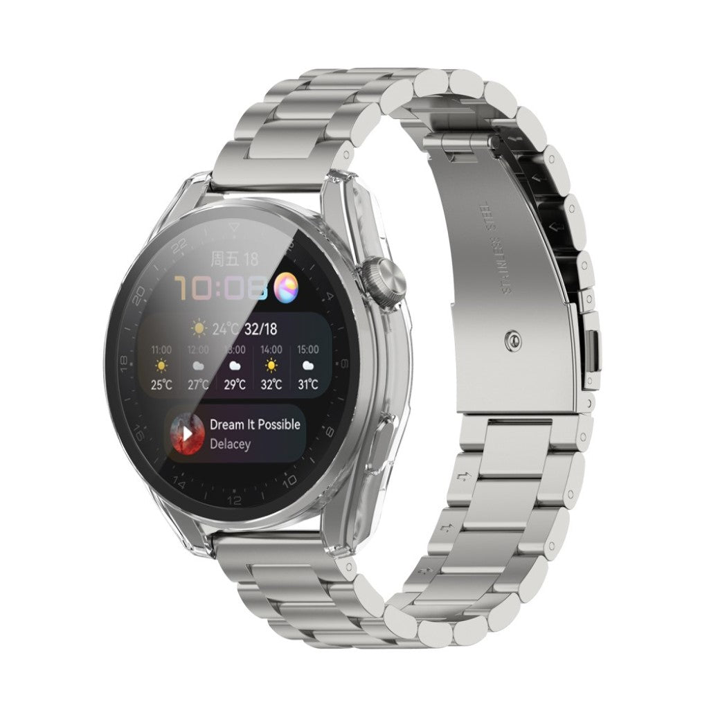 Super Godt Huawei Watch 3 Pro Cover med Skærmbeskytter i Silikone og Hærdet Glas - Gennemsigtig#serie_3