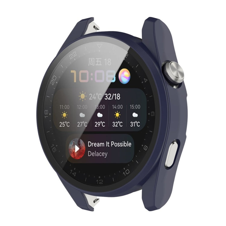 Super Godt Huawei Watch 3 Pro Cover med Skærmbeskytter i Silikone og Hærdet Glas - Blå#serie_6