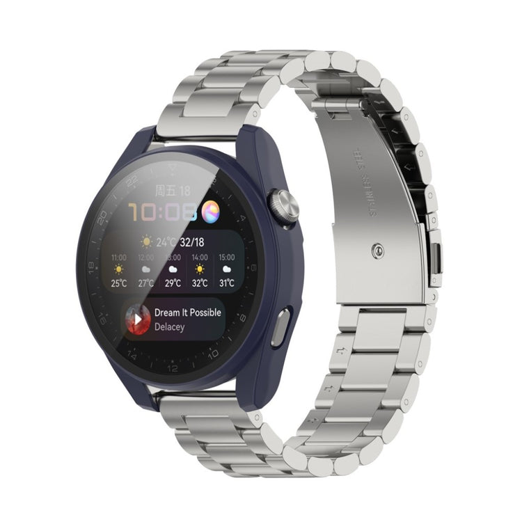 Super Godt Huawei Watch 3 Pro Cover med Skærmbeskytter i Silikone og Hærdet Glas - Blå#serie_6