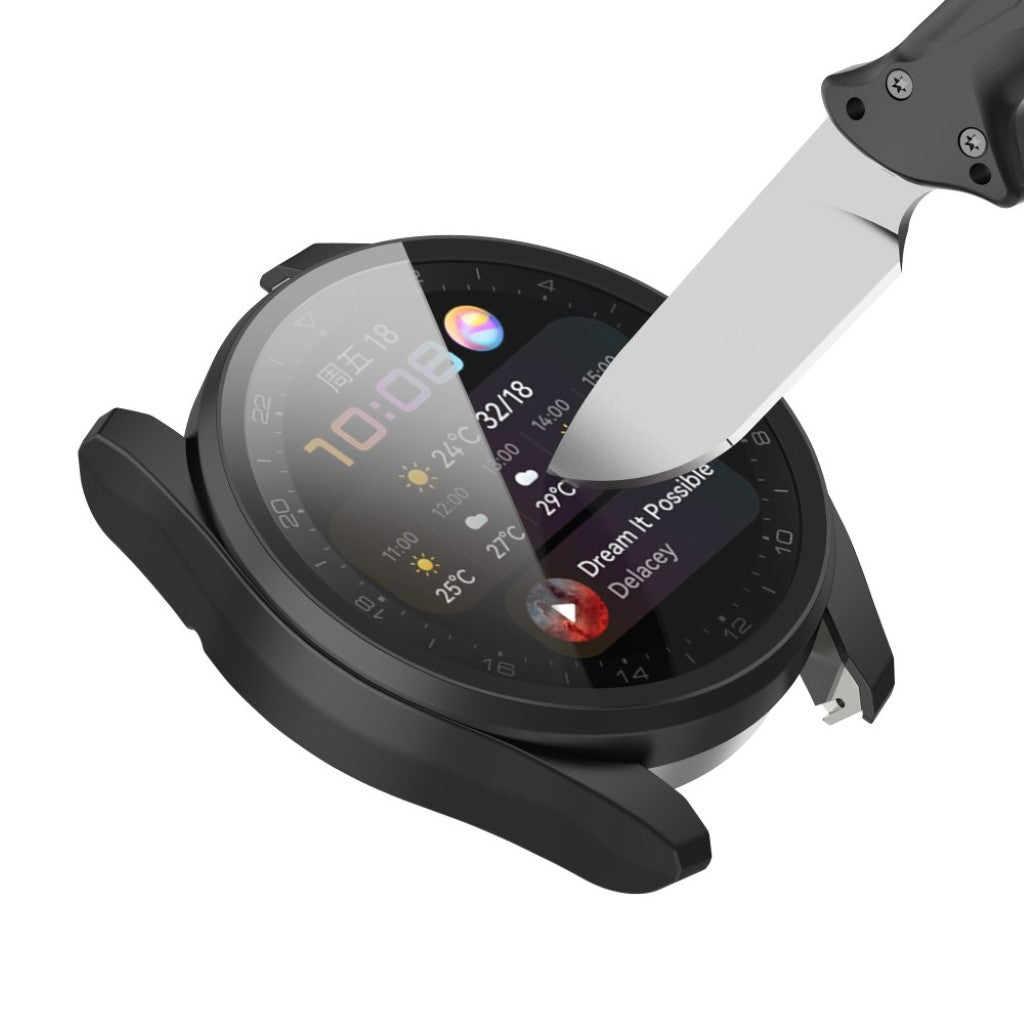 Super Godt Huawei Watch 3 Pro Cover med Skærmbeskytter i Silikone og Hærdet Glas - Blå#serie_6