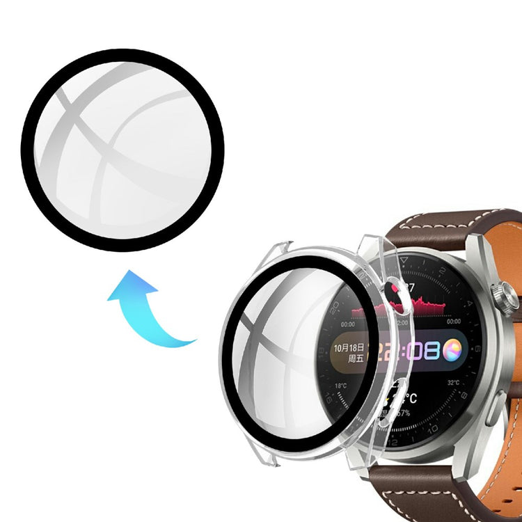 Meget Godt Huawei Watch 3 Pro Cover med Skærmbeskytter i Plastik og Hærdet Glas - Gennemsigtig#serie_5
