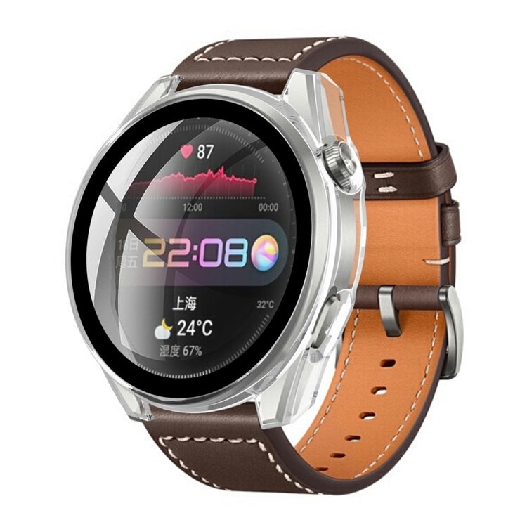 Meget Godt Huawei Watch 3 Pro Cover med Skærmbeskytter i Plastik og Hærdet Glas - Gennemsigtig#serie_5