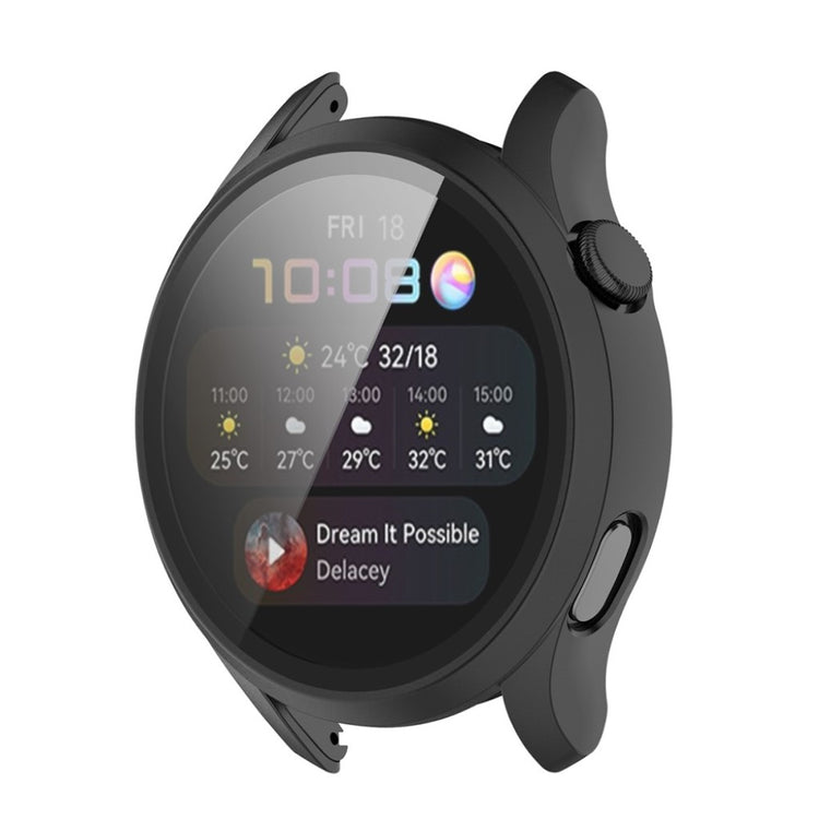 Godt Huawei Watch 3 Cover med Skærmbeskytter i Silikone og Hærdet Glas - Sort#serie_1