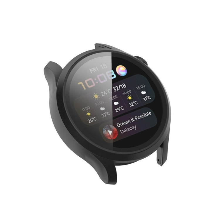 Godt Huawei Watch 3 Cover med Skærmbeskytter i Silikone og Hærdet Glas - Sort#serie_1