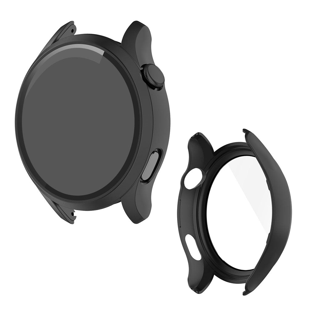 Godt Huawei Watch 3 Cover med Skærmbeskytter i Silikone og Hærdet Glas - Sort#serie_1