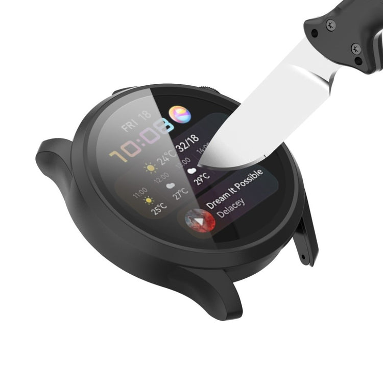 Godt Huawei Watch 3 Cover med Skærmbeskytter i Silikone og Hærdet Glas - Sølv#serie_2