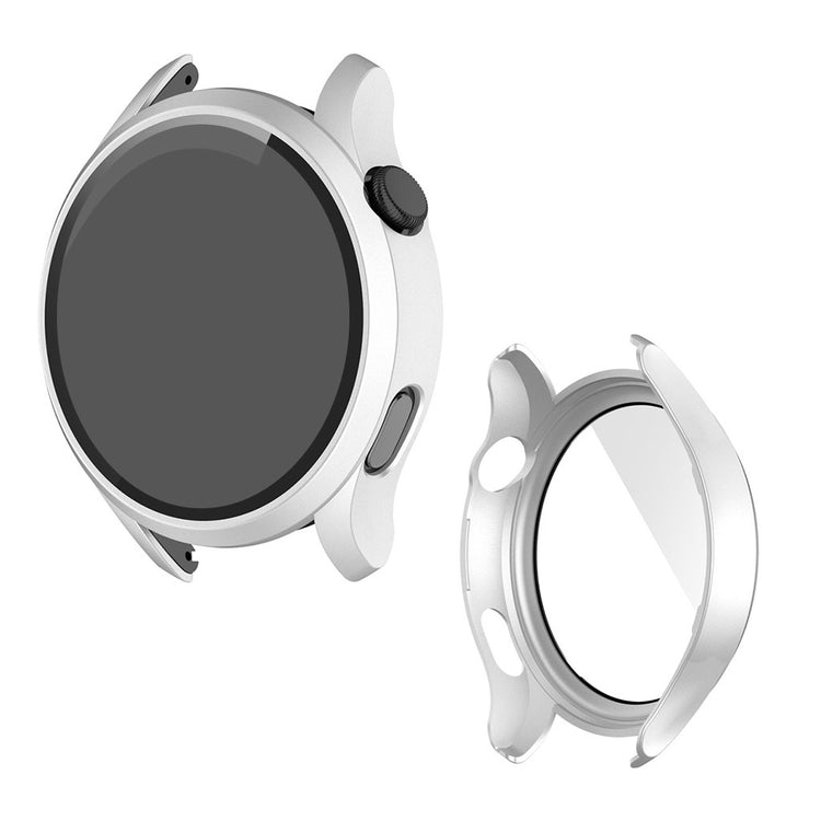 Godt Huawei Watch 3 Cover med Skærmbeskytter i Silikone og Hærdet Glas - Sølv#serie_2