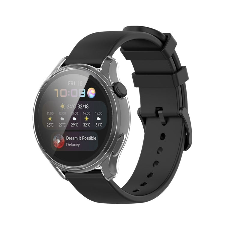 Godt Huawei Watch 3 Cover med Skærmbeskytter i Silikone og Hærdet Glas - Gennemsigtig#serie_3