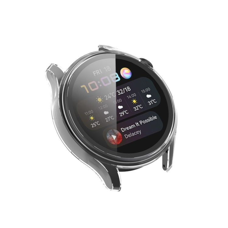Godt Huawei Watch 3 Cover med Skærmbeskytter i Silikone og Hærdet Glas - Gennemsigtig#serie_3
