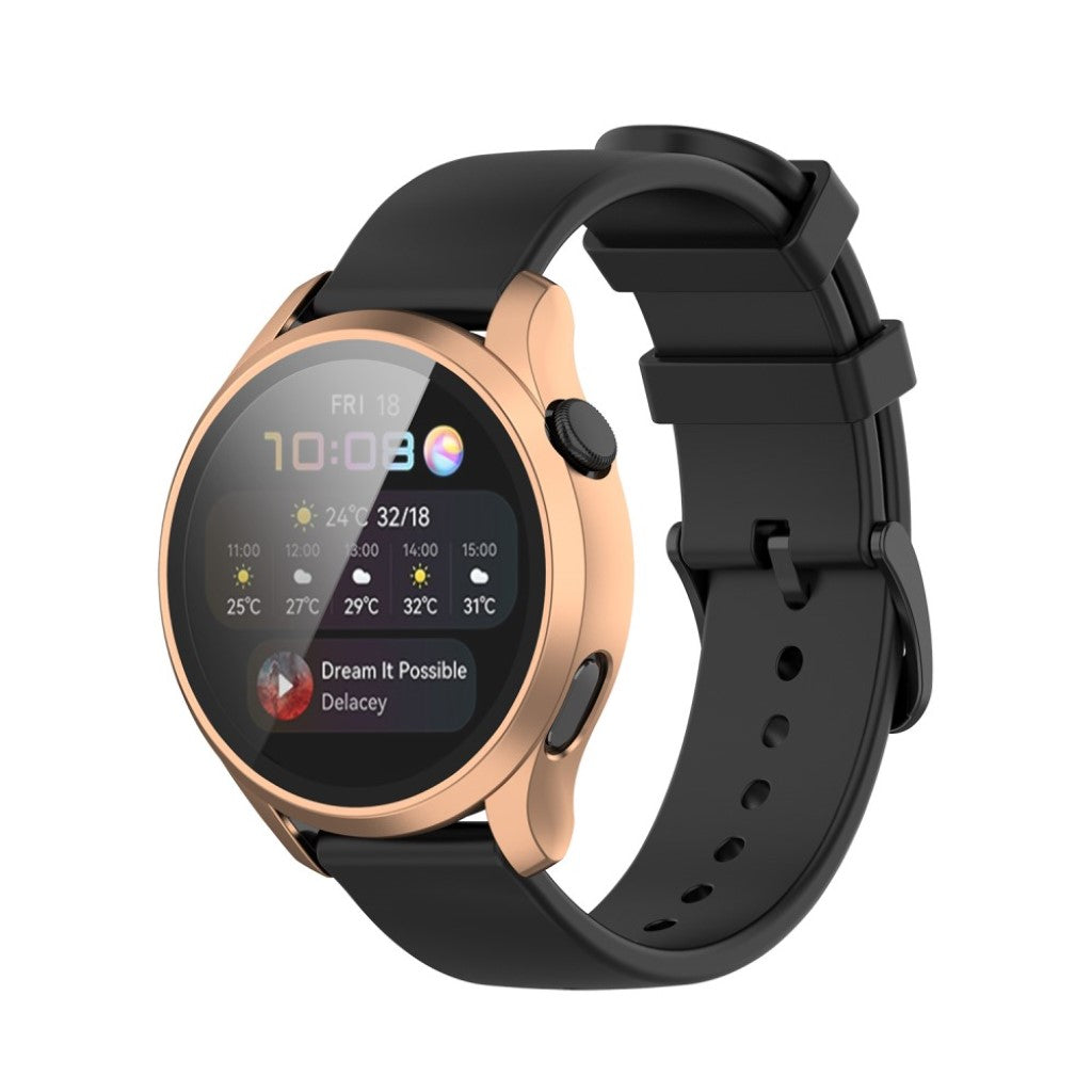 Godt Huawei Watch 3 Cover med Skærmbeskytter i Silikone og Hærdet Glas - Pink#serie_5
