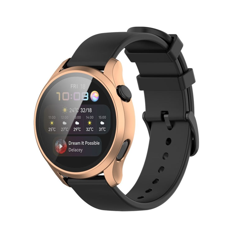 Godt Huawei Watch 3 Cover med Skærmbeskytter i Silikone og Hærdet Glas - Pink#serie_5