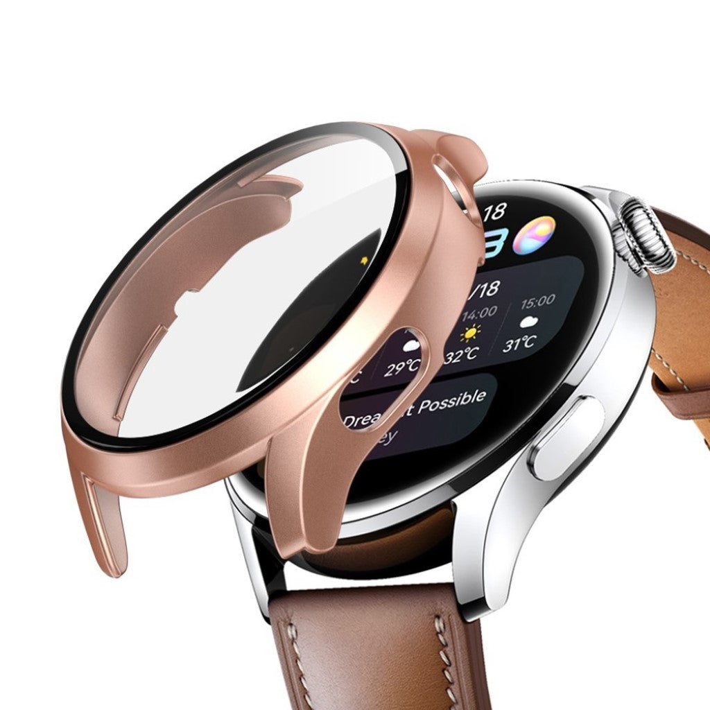Godt Huawei Watch 3 Cover med Skærmbeskytter i Plastik og Hærdet Glas - Pink#serie_1