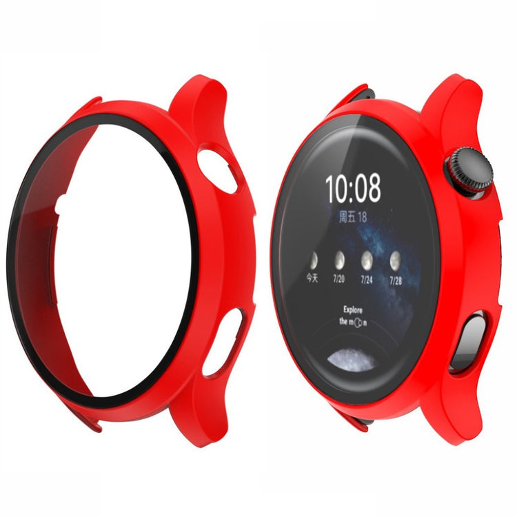 Godt Huawei Watch 3 Cover med Skærmbeskytter i Plastik og Hærdet Glas - Rød#serie_5