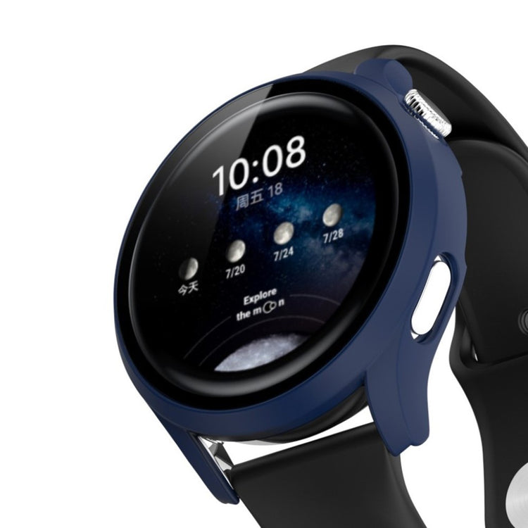 Godt Huawei Watch 3 Cover med Skærmbeskytter i Plastik og Hærdet Glas - Blå#serie_8