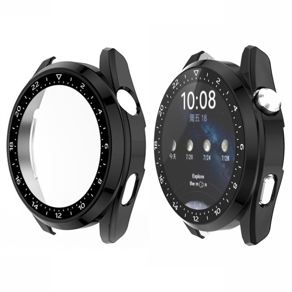Mega Godt Huawei Watch 3 Cover med Skærmbeskytter i Plastik og Hærdet Glas - Gennemsigtig#serie_1