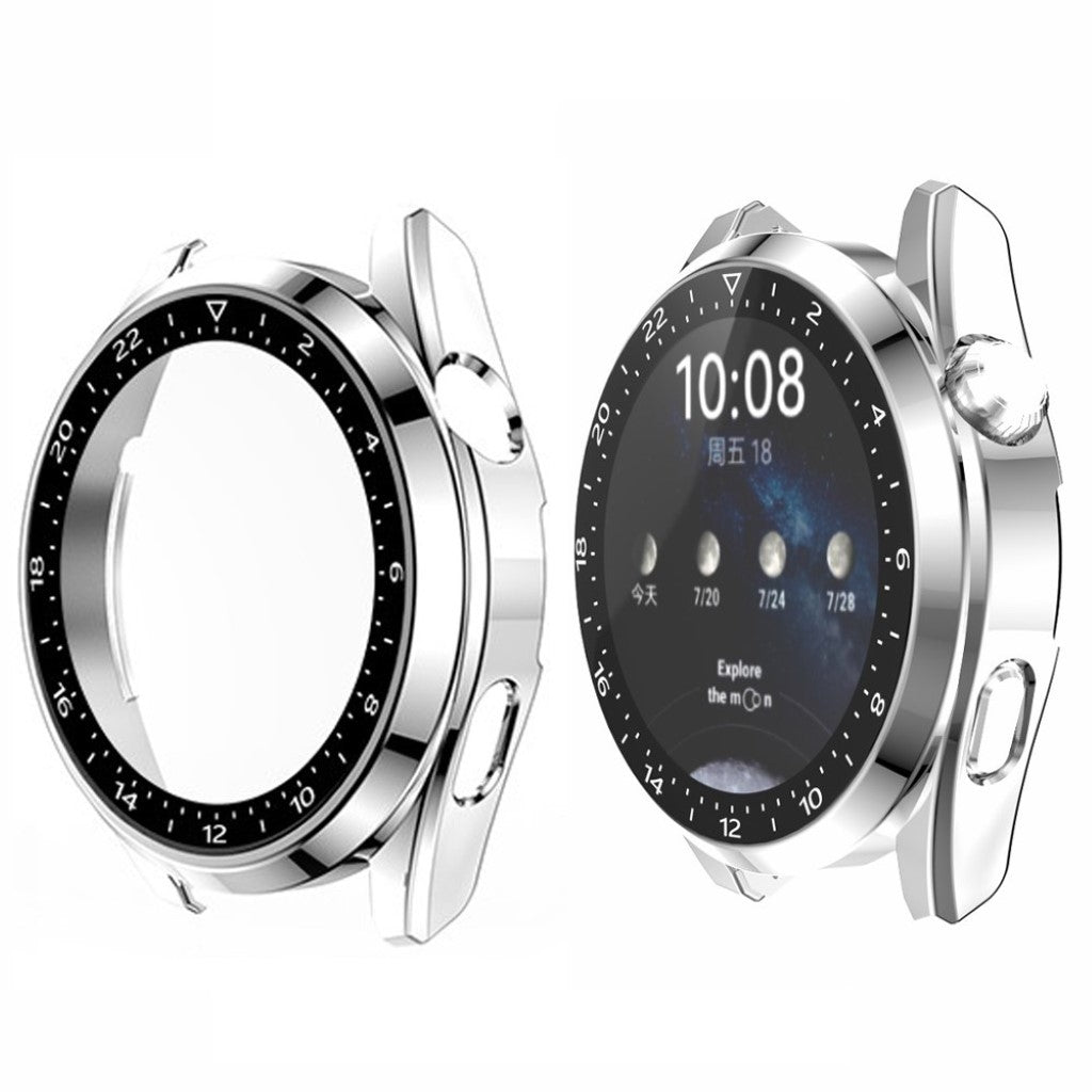 Mega Godt Huawei Watch 3 Cover med Skærmbeskytter i Plastik og Hærdet Glas - Sølv#serie_2