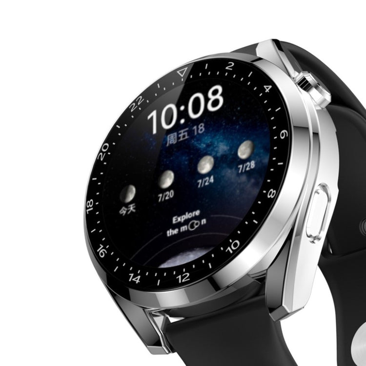 Mega Godt Huawei Watch 3 Cover med Skærmbeskytter i Plastik og Hærdet Glas - Sølv#serie_2