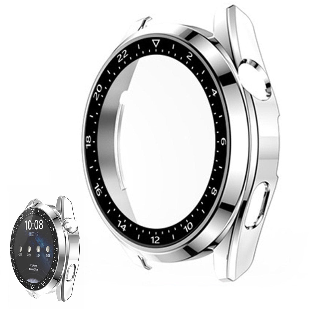 Mega Godt Huawei Watch 3 Cover med Skærmbeskytter i Plastik og Hærdet Glas - Sølv#serie_2