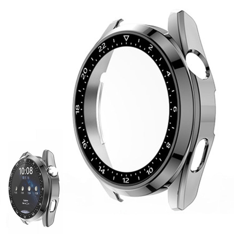Mega Godt Huawei Watch 3 Cover med Skærmbeskytter i Plastik og Hærdet Glas - Sølv#serie_3
