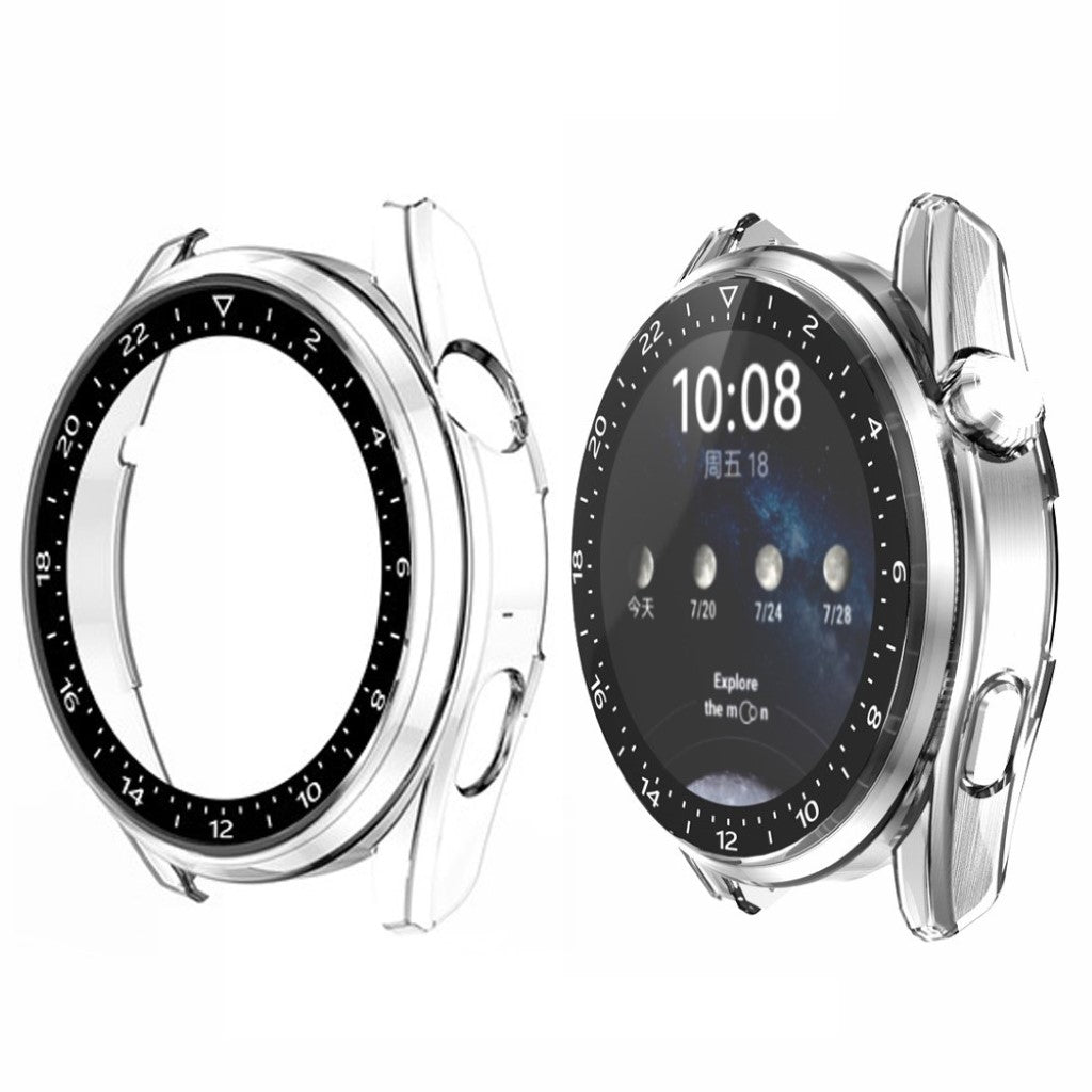 Mega Godt Huawei Watch 3 Cover med Skærmbeskytter i Plastik og Hærdet Glas - Gennemsigtig#serie_4