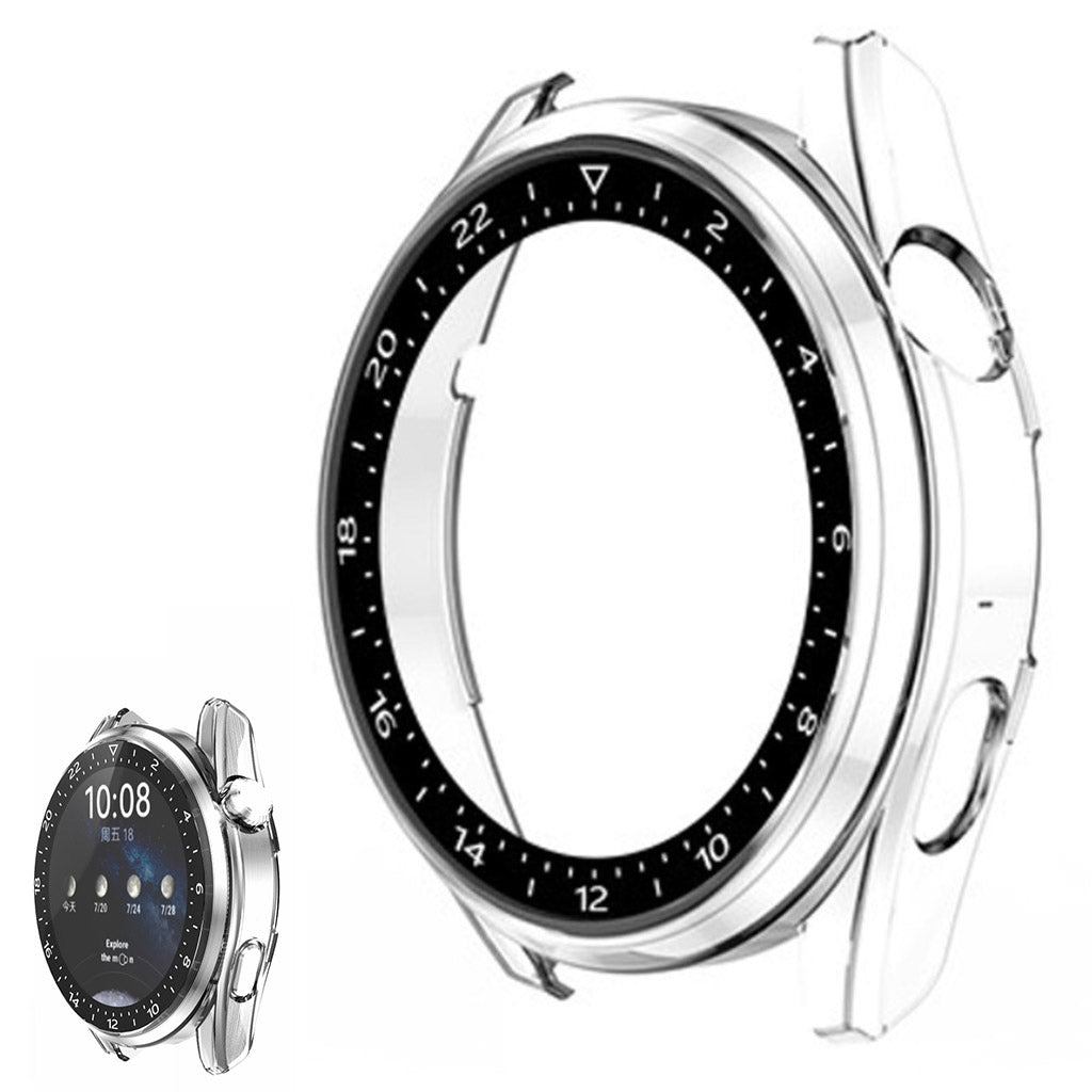 Mega Godt Huawei Watch 3 Cover med Skærmbeskytter i Plastik og Hærdet Glas - Gennemsigtig#serie_4