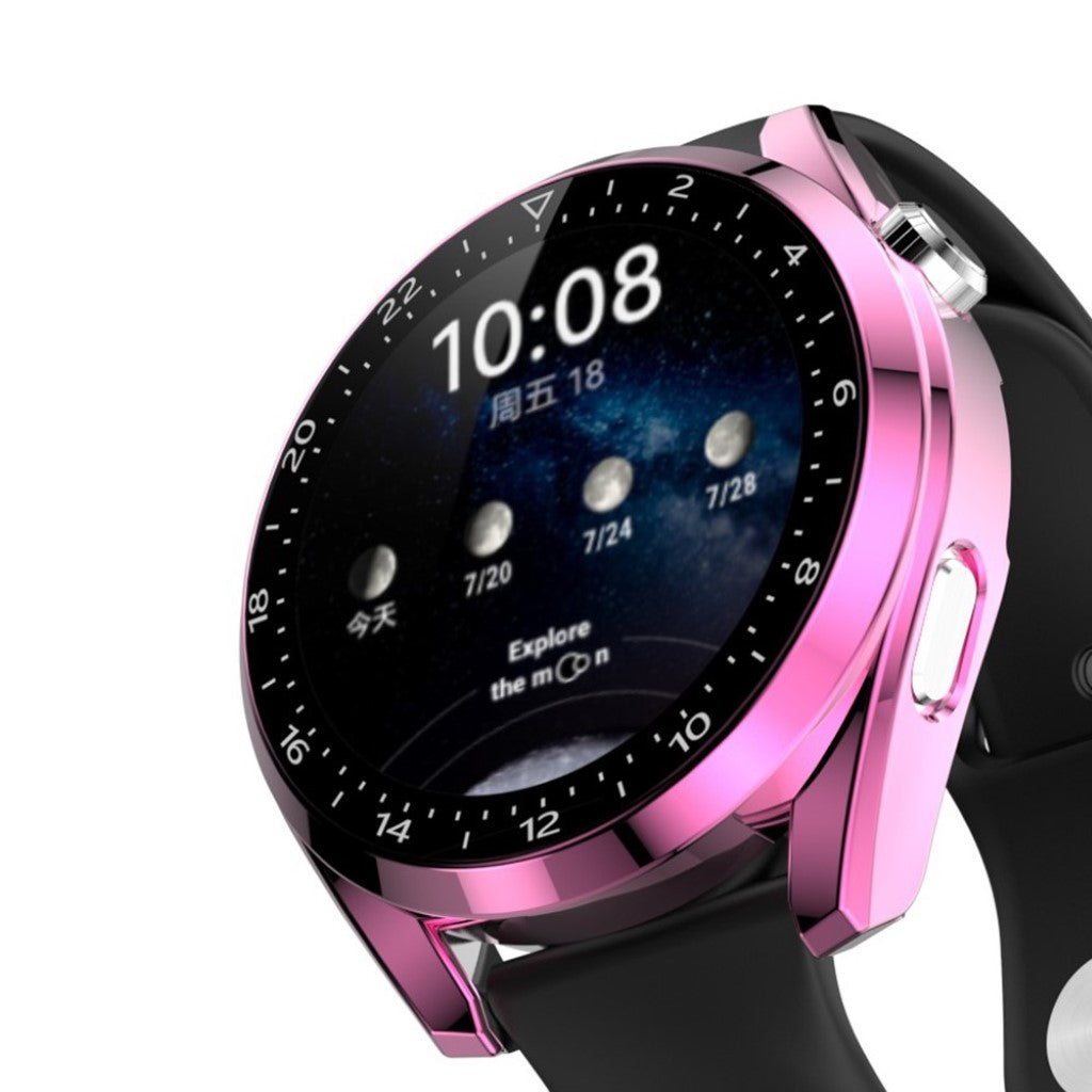 Mega Godt Huawei Watch 3 Cover med Skærmbeskytter i Plastik og Hærdet Glas - Pink#serie_5