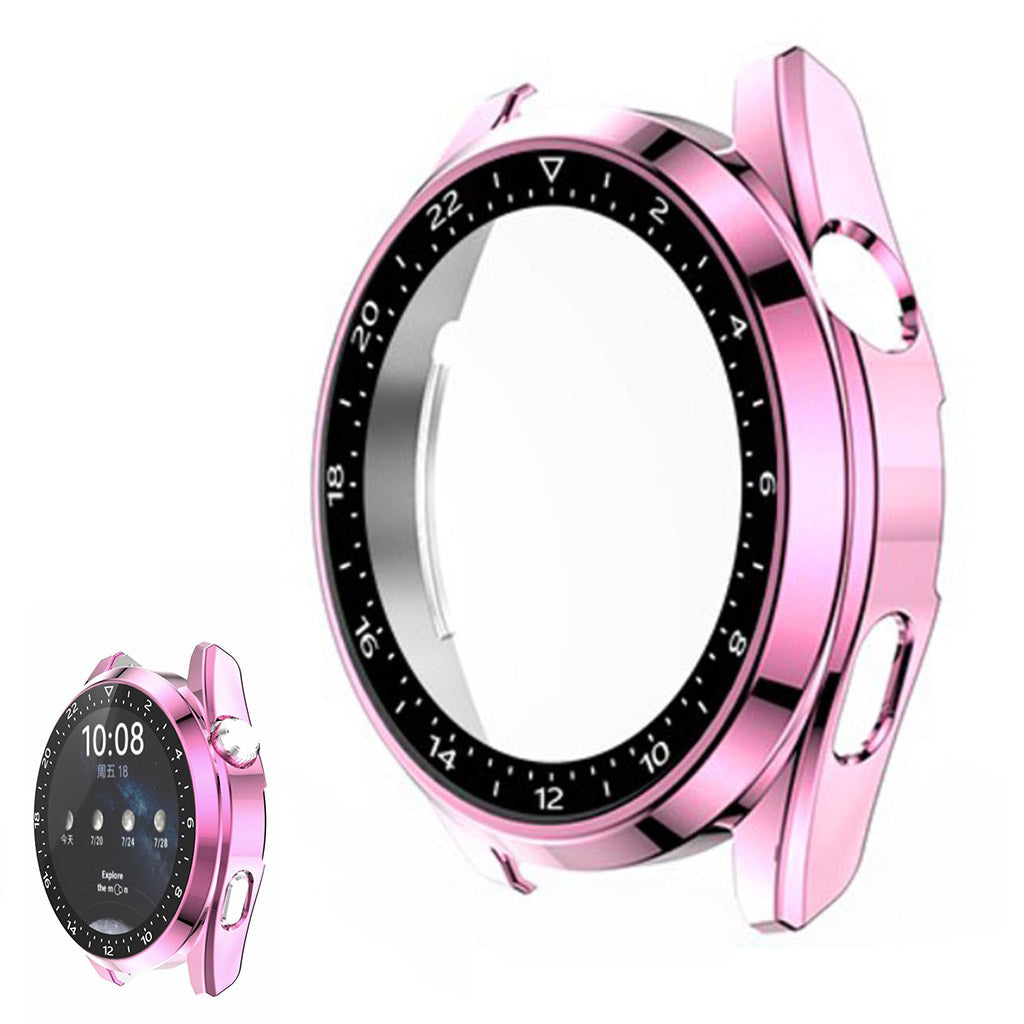 Mega Godt Huawei Watch 3 Cover med Skærmbeskytter i Plastik og Hærdet Glas - Pink#serie_5