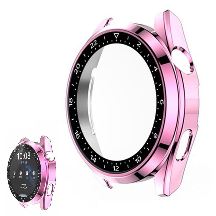 Mega Godt Huawei Watch 3 Cover med Skærmbeskytter i Plastik og Hærdet Glas - Pink#serie_5