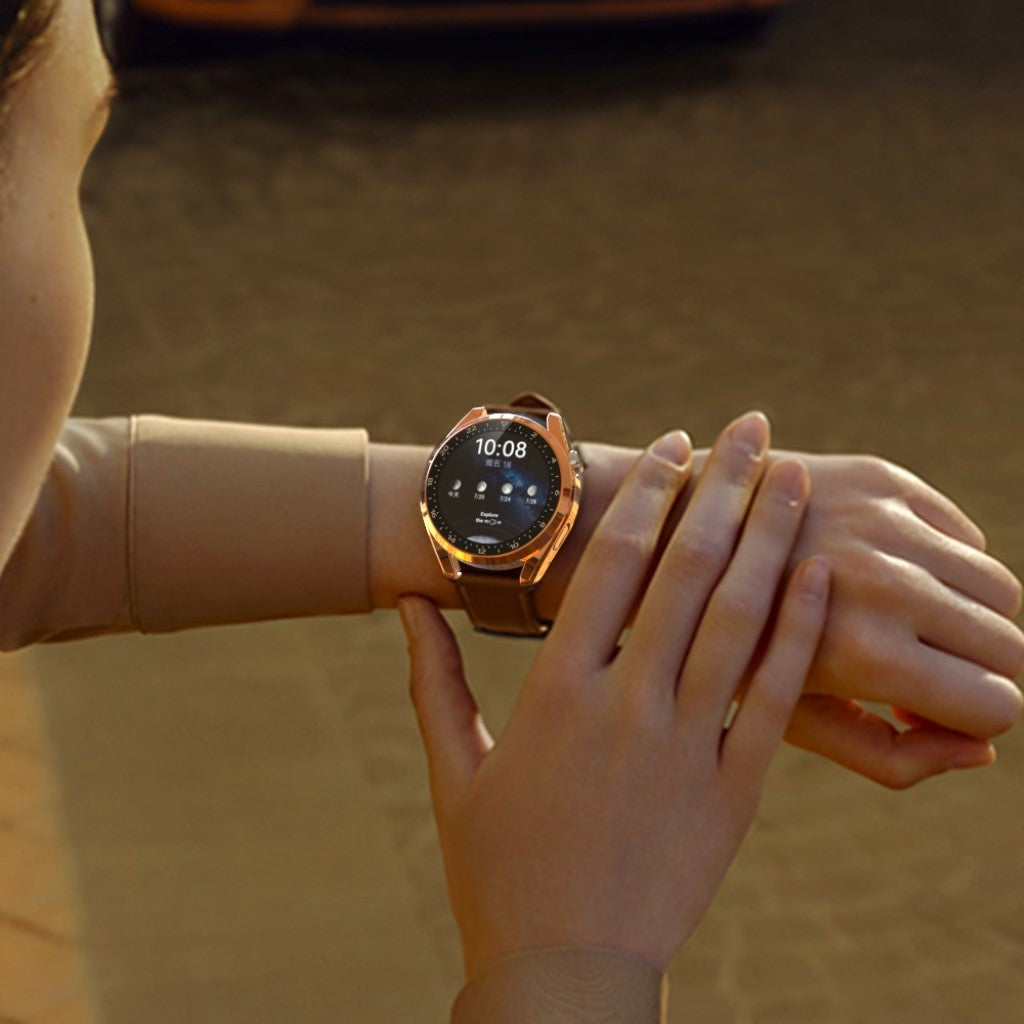 Mega Godt Huawei Watch 3 Cover med Skærmbeskytter i Plastik og Hærdet Glas - Pink#serie_6