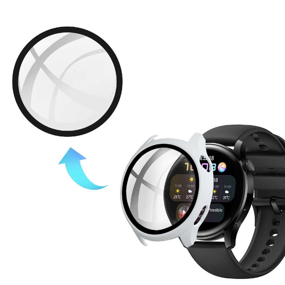 Super Pænt Huawei Watch 3 Cover med Skærmbeskytter i Plastik og Hærdet Glas - Hvid#serie_1