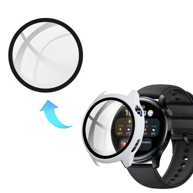 Super Pænt Huawei Watch 3 Cover med Skærmbeskytter i Plastik og Hærdet Glas - Hvid#serie_1