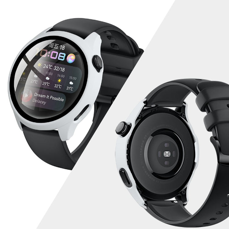 Super Pænt Huawei Watch 3 Cover med Skærmbeskytter i Plastik og Hærdet Glas - Hvid#serie_1