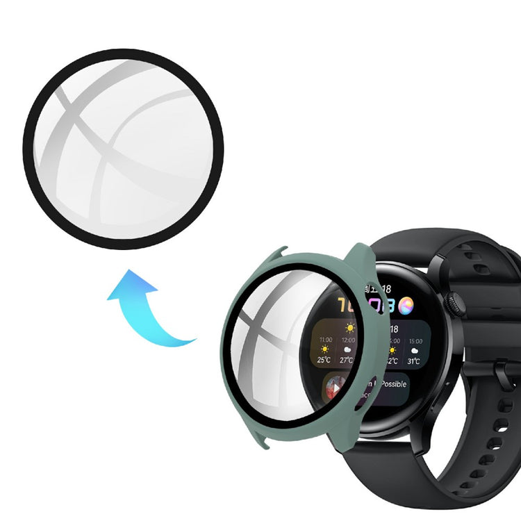 Super Pænt Huawei Watch 3 Cover med Skærmbeskytter i Plastik og Hærdet Glas - Grøn#serie_2