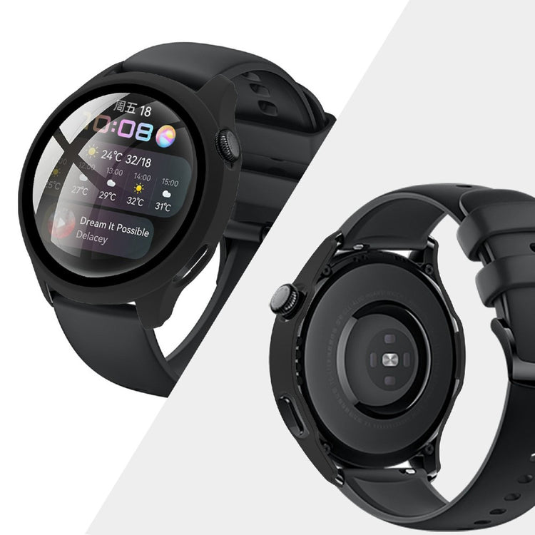 Super Pænt Huawei Watch 3 Cover med Skærmbeskytter i Plastik og Hærdet Glas - Sort#serie_3