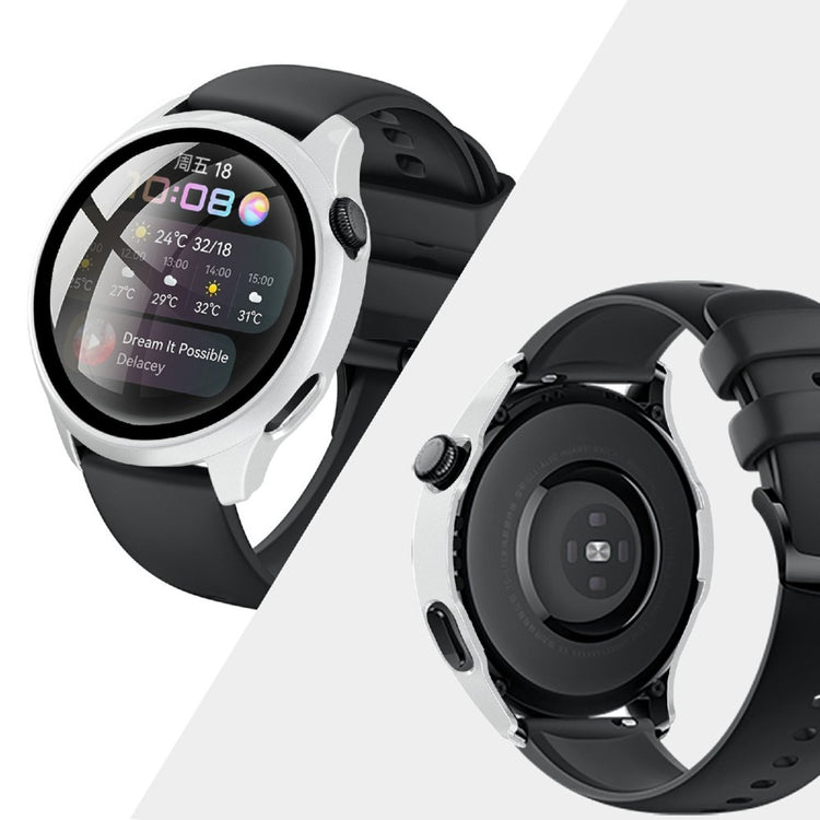 Super Pænt Huawei Watch 3 Cover med Skærmbeskytter i Plastik og Hærdet Glas - Sølv#serie_4