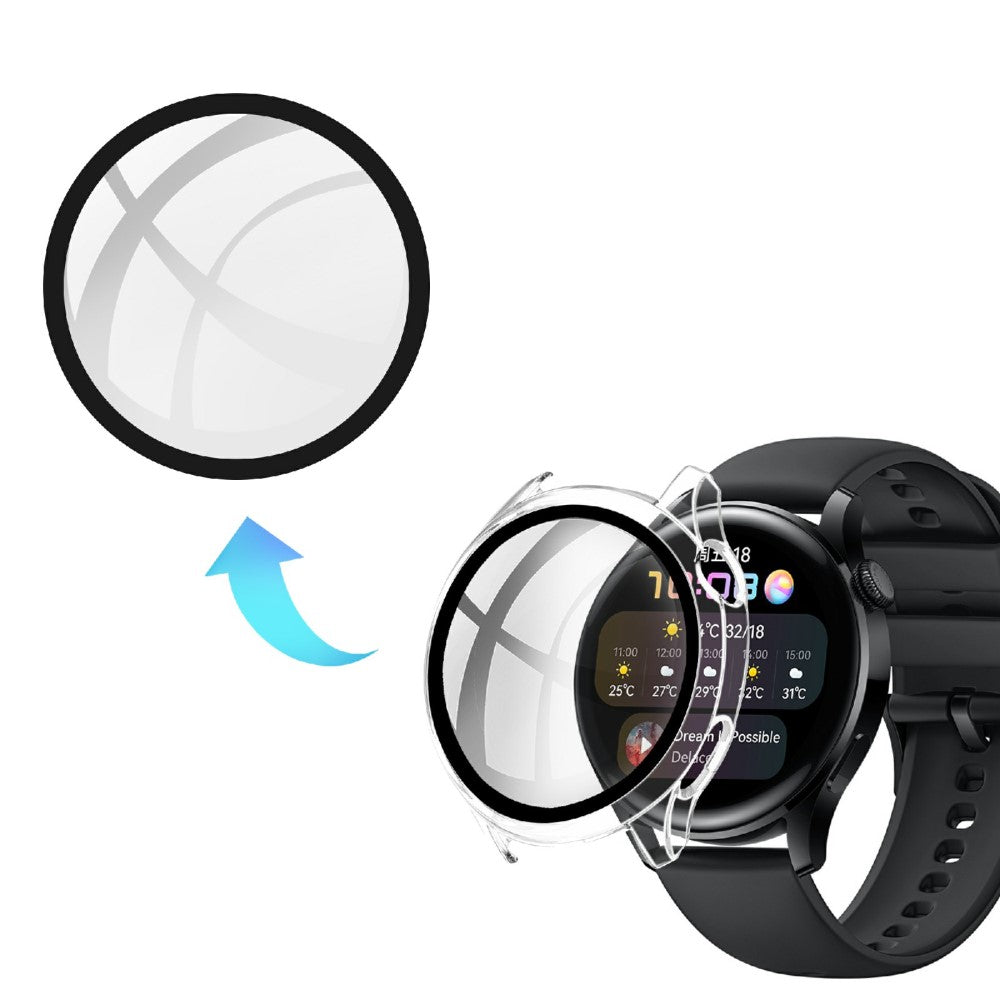 Super Pænt Huawei Watch 3 Cover med Skærmbeskytter i Plastik og Hærdet Glas - Gennemsigtig#serie_5