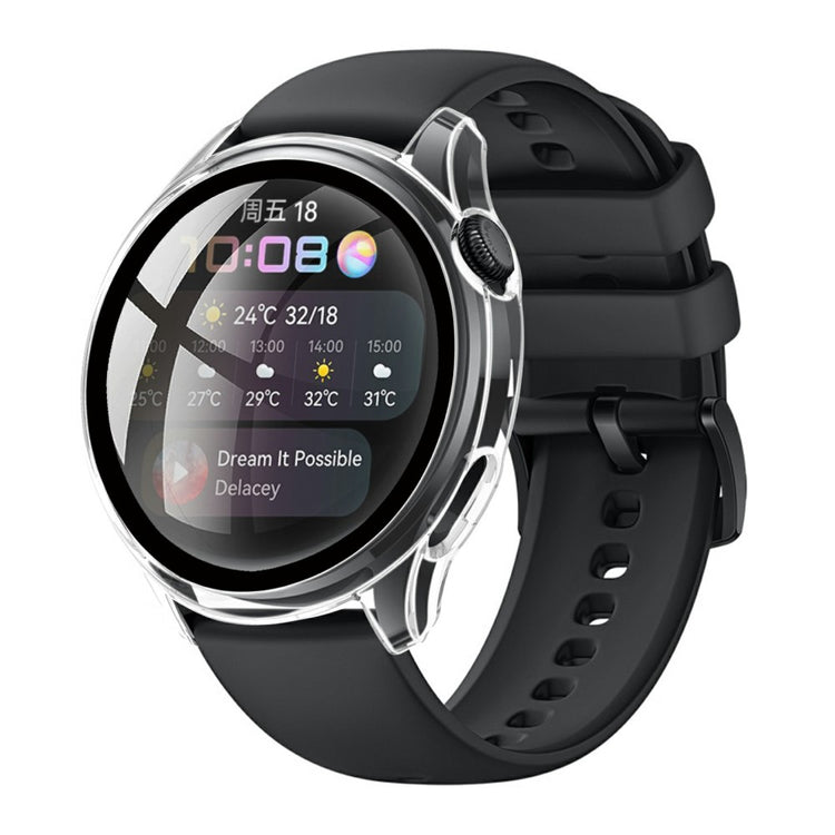 Super Pænt Huawei Watch 3 Cover med Skærmbeskytter i Plastik og Hærdet Glas - Gennemsigtig#serie_5