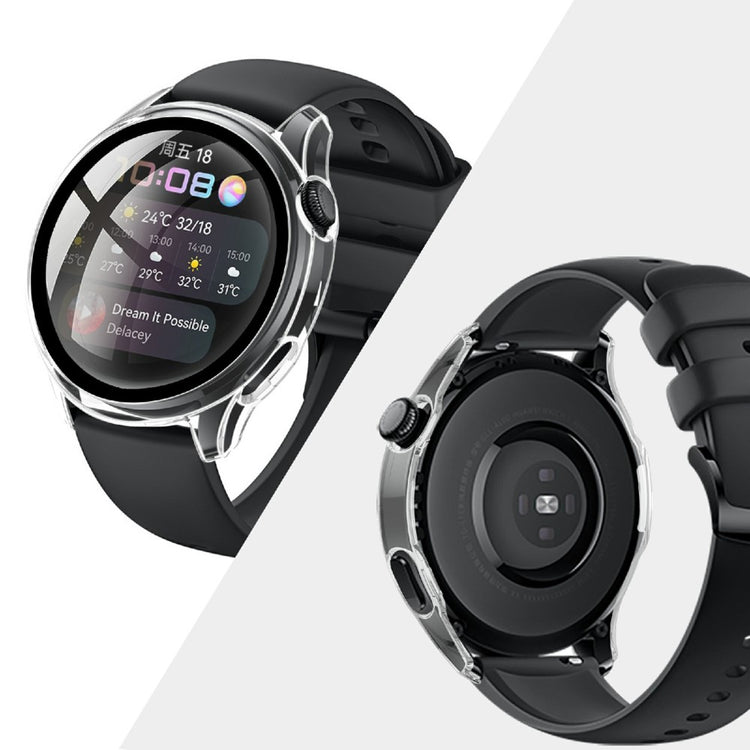 Super Pænt Huawei Watch 3 Cover med Skærmbeskytter i Plastik og Hærdet Glas - Gennemsigtig#serie_5