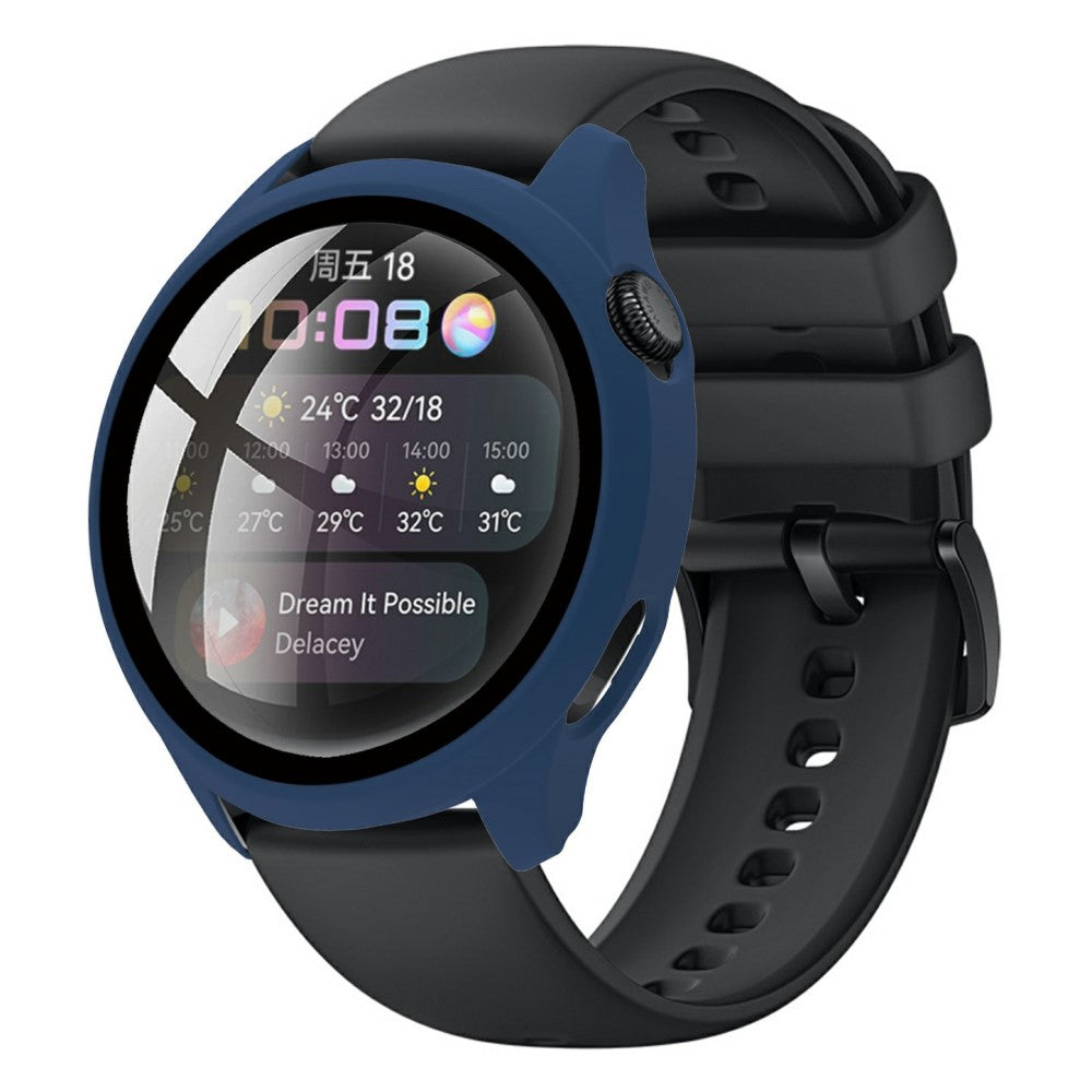 Super Pænt Huawei Watch 3 Cover med Skærmbeskytter i Plastik og Hærdet Glas - Blå#serie_6