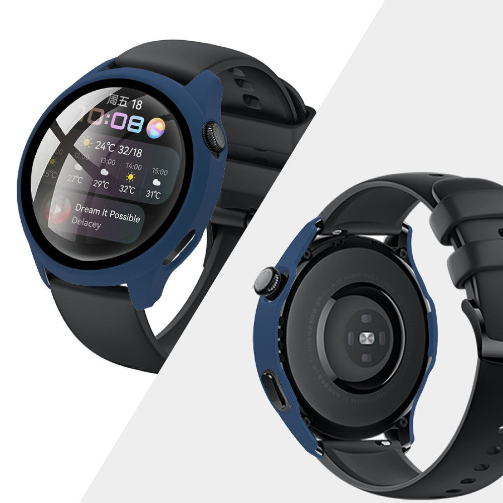 Super Pænt Huawei Watch 3 Cover med Skærmbeskytter i Plastik og Hærdet Glas - Blå#serie_6