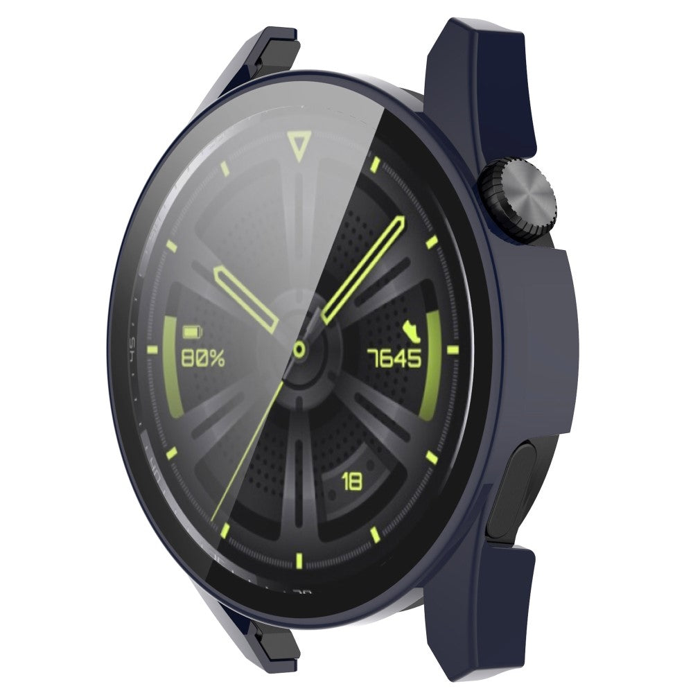 Fed Huawei Watch GT 3 (46mm) Cover med Skærmbeskytter i Silikone og Hærdet Glas - Blå#serie_2